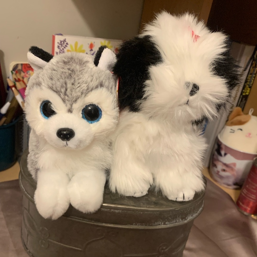 Beanie baby dogs Baltic and Poofie plush bundle